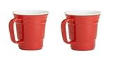 Red Cup Living Stoneware Coffee Mug, 12-Ounce, Red (Set of 2)