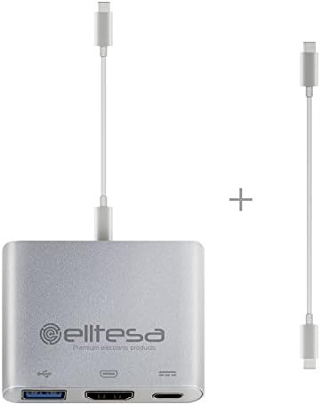 Elltesa 3.1 USB C to HDMI and USB Hub Adapter for Macbook 12-Inch / Google Chromebook Pixel - Silver