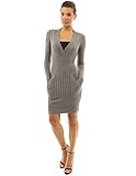 PattyBoutik Women's Deep V Neck Long Sleeve Sweater Dress