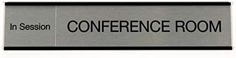 Conference Room Sign | in Session & Available Slider Sign | 10" x 2" Brushed Silver Aluminum | Meeting Room & Office Signs | Ready to Hang | Made in USA