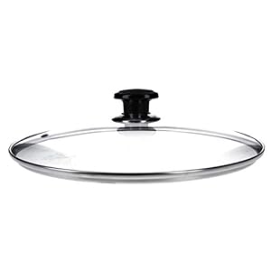 DL-pro Glazen deksel Ø 280 mm universeel met knop en roestvrijstalen beschermrand deksel voor pannen