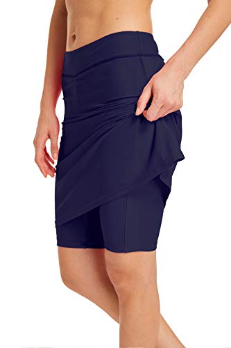 Dovio Women UPF 50+ Skirts Active Skirted Shorts Swimming Skorts Bottom Sun Protection(DOW103NAVY-L)