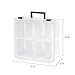 IRIS USA 20 Quart Portable Clear Plastic Storage Bins with Handle, Secure Latches, 4 Removable Inner Cups and 4 Dividers, Clear/Black, 2 Pack