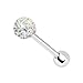 BodyJ4You Tongue Ring Aurora Crystal Paved Ferido Ball 14G (1.6mm) Surgical Steel Barbell Body Piercing