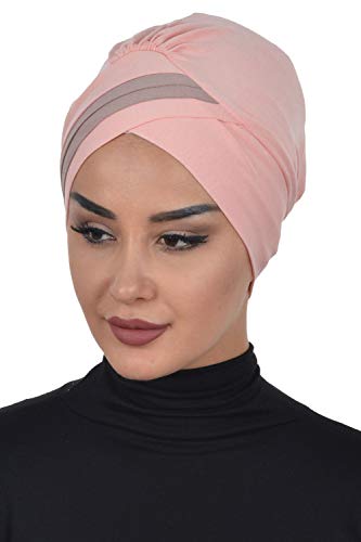 Instant Turban Cotton Scarf Head Wrap Cancer Chemo Headwear Two Color Powder