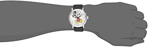 Disney-Mens-W001868-Mickey-Mouse-Silver-Tone-Watch-with-Black-Band