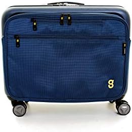 Hard Shell Cabin Luggage 4 Wheel Spinner Suitcase with Laptop Bag for BA Easyjet - Spin Mate Blue 30 litres