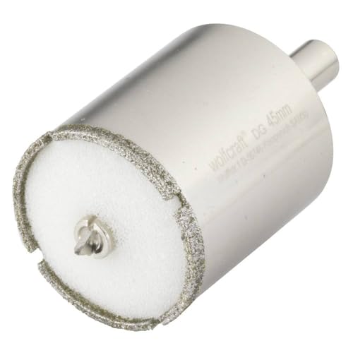 Wolfcraft 5928000 Diamond Ceramic Hole Saw accessory with 10 mm Shank and 45 mm Ø Sponge Included