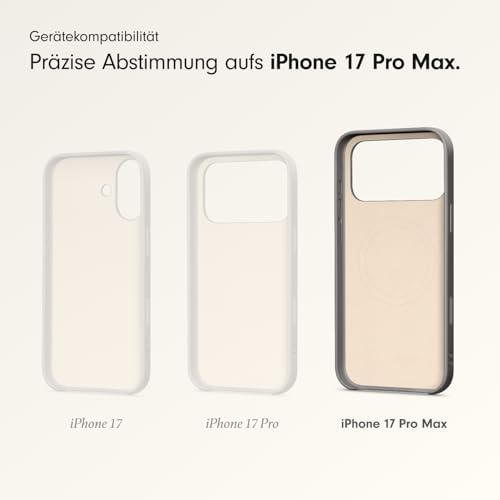 iPhone 17 Pro Max Kickstand Case mit MagSafe und Kamerasteuerung, integrierter Ständer und Trageschlaufe, Matte Außenseite mit Innenfutter aus Mikrofaser – Granitgrau