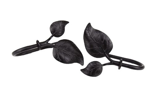 Rod Desyne Black Ivy Decorative Holdback Pair