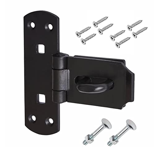 TERF® Heavy Duty Vertical Hasp and Staple Set Black 150mm (6 inch) Locking Bar Security Door Latch with Fixing Screw For Outdoor Cabinet Cage Shed Commercial Gate and Multi Use - 150mm
