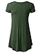 URBANCLEO Womens V-Neck Elong Tunic Top Mini T-Shirt Dress Olive XLarge