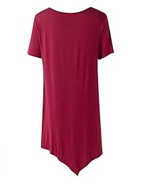 SUNNYME Vestido de manga corta para mujer, cuello redondo, ajuste holgado, dobladillo irregular, túnica