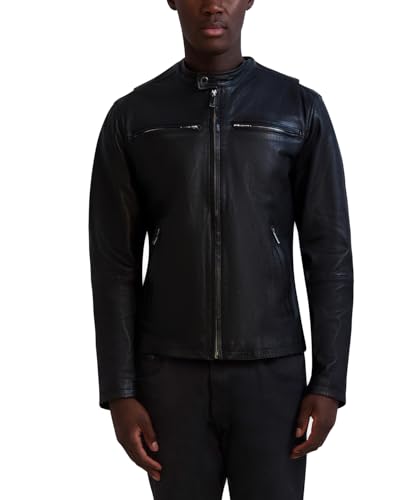 KARL LAGERFELD Paris Men's Outerwear Leather, Black, Large