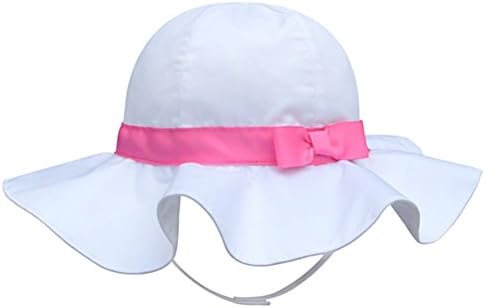 Turkoni Spring/summer/Autumn baby girl bowknot Cotton Hat/Beach cap/outdoor Hat (43cm(16.9")/3-6 month, White-pink)