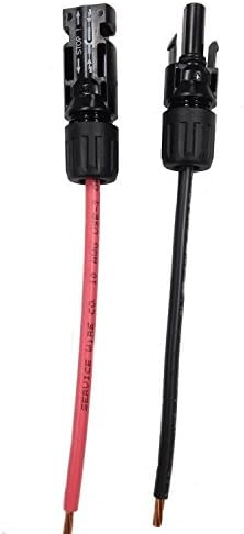 20' Feet MC4 to Bare wire Adapter Cable Set one black one red #8 solar cables with MC-4 connectors and tough XLPE insulation