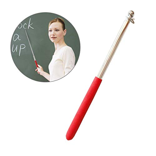 APUXON Telescopic Handheld Flagpoles, Portable Staff with Clips 3.3ft, Red- Lightweight Extendable Stainless Steel with Anti-Slip Grip - Collapsable Flag Pole for Tour Guides & Pointer for Teachers