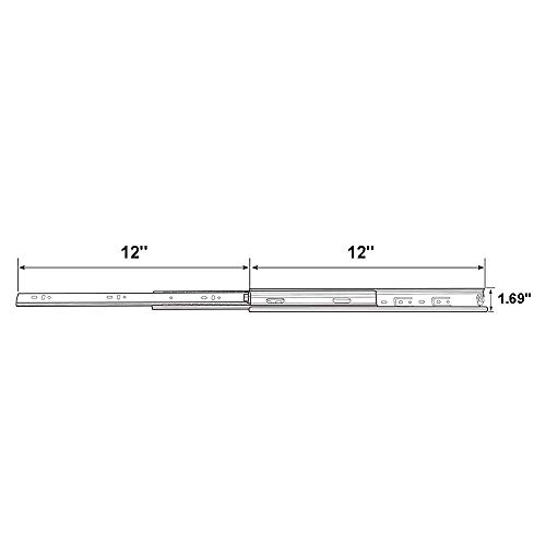 Friho 5 Pair of 12 Inch Hardware Ball Bearing Side Mount Black Drawer Slides, Full Extension, Available in 10'',12''14'',16'',18'',20''24'' Lengths