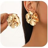 Denifery Boho Flower Earrings Gold Layered Flower Dangle Earrings Vintage Big Flower Stud Earrings Exaggerated Statement Earrings for Women