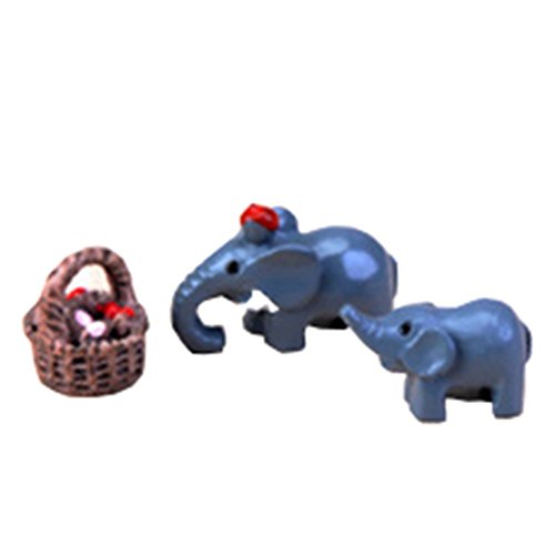 Qingsun Miniature Plant Pots Fairy Garden Accessories,3Pcs Mini Elephant Basket Dollhouse Bonsai Craft Garden Ornament