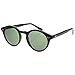 Vintage Inspired Small Round Circle Key Hole Retro P3 Sunglasses with Rivets (Black)