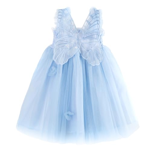 Miipat Dresses for Babies Girls Butterfly Tulle Sleeveless Little Girl Princess Dress Birthday Party Wedding Flowers Girl Dress
