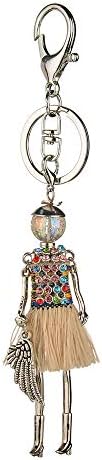 QTKJ Cute Girl with Angel Wing Keychain Tassels Small Flower Skirt Key Ring Handbags or Car Key Charm Tassel Ornaments…