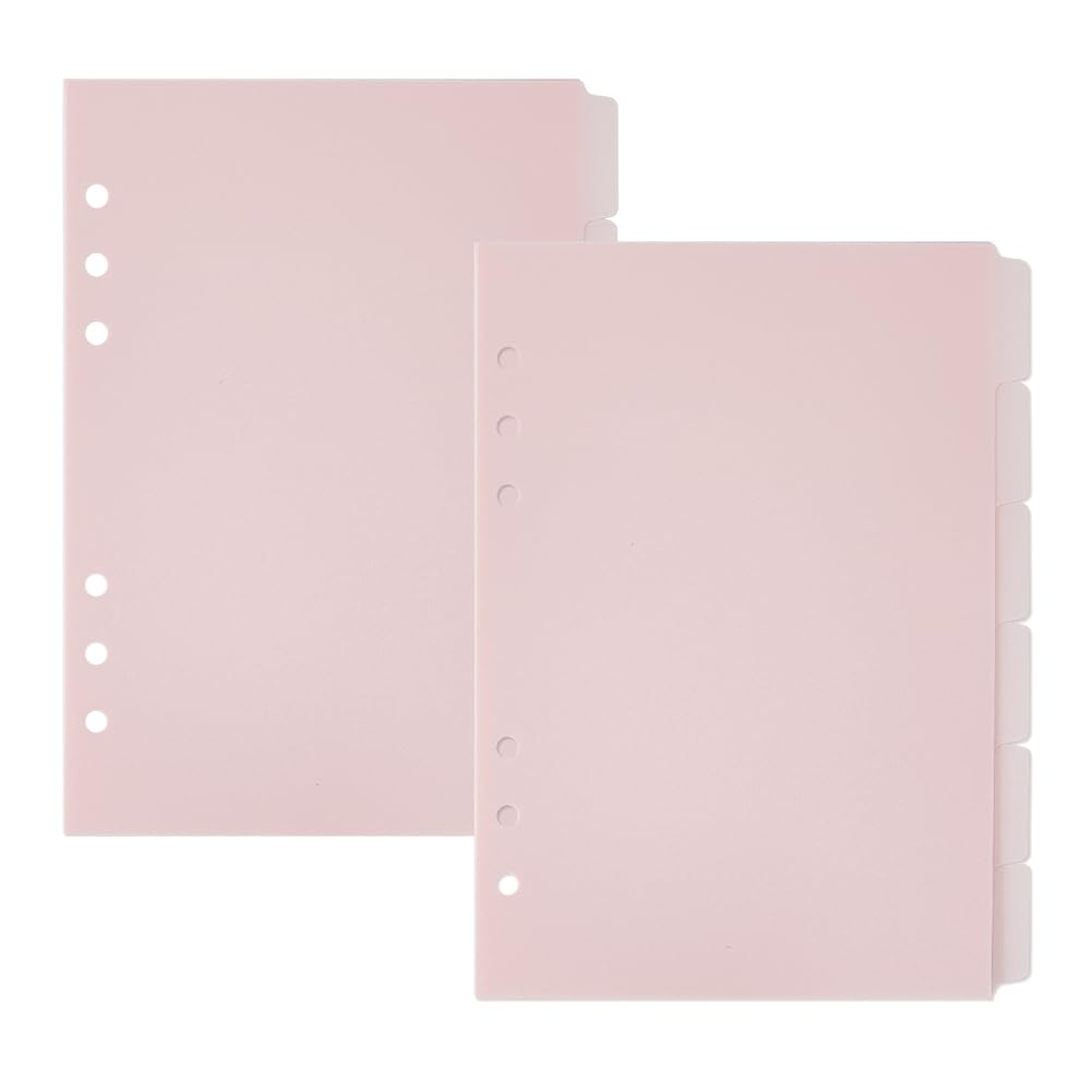 SUPERFINDINGS 12 Sheets Pink Binder Dividers A5 Index Binder Dividers 6 Holes Index Tabs Vertical Plastic Dividers Frosted Index Divider for Planner Notebook,8.27x6.1inch