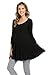Frumos Womens Tunic 3/4 Sleeve Tunic Top LA-Black 3X-Large