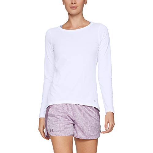 Under Armour Heatgear Armour Long sleeve, White//Metallic Silver, Small