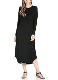 12 Ami Long Sleeve Basic Pocket Midi Dress Black L