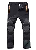 Gash Hao Mens Snow Ski Waterproof Softshell Pants Outdoor Hiking Fleece Lined Zipper Bottom Leg