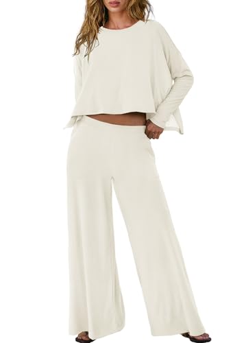 Panadila Womens Oversized 2 Piece Matching Lounge Set White XL at Amazon