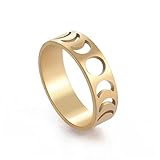 Amaxer Minimalist Phase of the Moon Rings Women