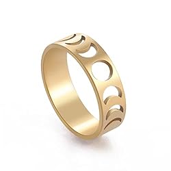 Amaxer Minimalist Phase of the Moon Rings Women