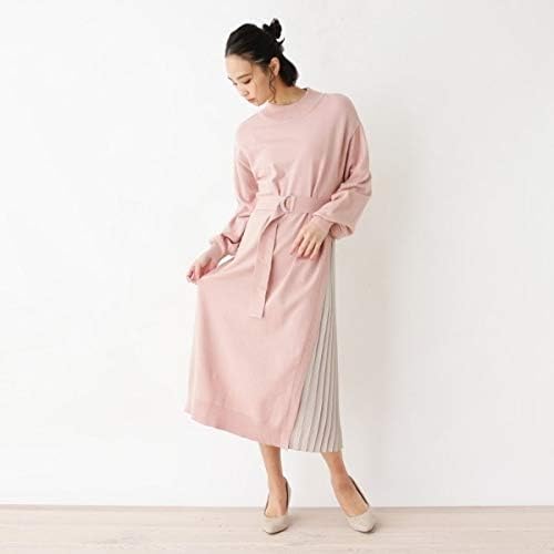 Amazon Co Jp イッツデモ Its Demo サイドプリーツ切り替えもちもちニットワンピース ピンク 070 00 服 ファッション小物