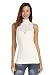 DISBEST Women's Tank Tops, Lace Hollow High Neck Sleeveless Stretch Casual Sweater T-Shirt,Cream White,S/US 4