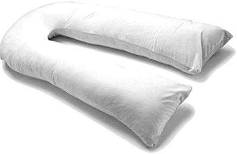 BEDWAY 10 FT Comfort U Shaped Pillow Case Only - NO PILLOW INCLUDED/Pregnancy & Maternity Support/Full Body Comfort Pillow Case Only - WHITE
