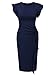 Miusol Women's Retro Ruffles Cap Sleeve Slim Business Pencil Cocktail Dress,Navy Blue,Small
