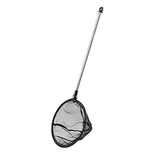 Lpraer Aquarium Fish Net 5" Round Fish Net with Extendable 9.8"-24.4" Telescopic Stainless Steel Long Handle Fine Mesh Fish Net for Fish Tank