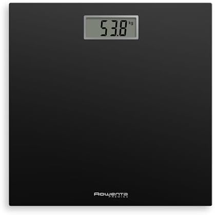 Rowenta bs1400 premiss - balança de banheiro com display lcd, design fino, 2cm de altura, até 150kg e precisão de 100g, liga e desliga automática, preto
