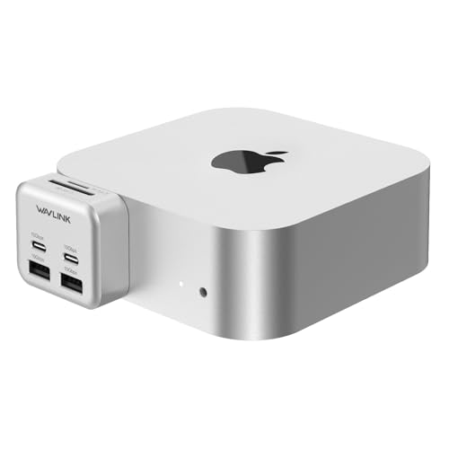 Mac mini M4 Hub | WAVLINK 6 puertos: 2 USB-C 10G, 2 USB-A 10G, lector tarjetas SD/TF 3.0 | Transferencia rápida y conexión múltiple para Mac mini M4 y M4 Pro