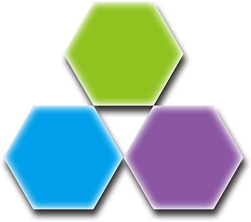 LED Hexagon Lights, 3PCS Touch Sensitive Wall Lights Creative Gaming Lights DIY Wall Art Lights for Indoor Bedrooms Living Room Decor, Green, Blue, Purple Light (Light's color can't be changed)