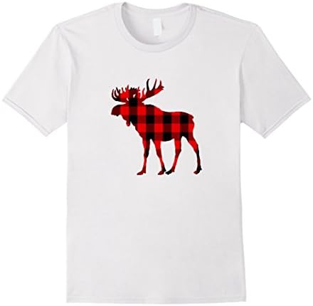 Men's Moose Plaid Hunting T shirt Large White