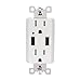 4.2A High Speed Dual Port USB Charger Outlet,Phizli Lighting Control USB Wall Plate Charger ,White
