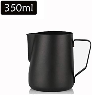 Milk Frothing Pitcher Jug Creamer Frothing Mug for Espresso Cappuccino Latte Art Teflon Coated Stainless Steel Milk Foam Pitcher, Black,350ml