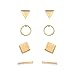 Geerier Triangle Earrings Circle Ring Square Bar Earrings Set Gold Color 4 Pairs for Girls Women