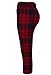 Ancia Womens Tartan Active Workout Capri Leggings Fitted Stretch Tights Medium Red Tartan