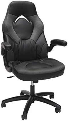 Ofm Essentials Collection Racing Style Bonded Leather gaming Chair In gray