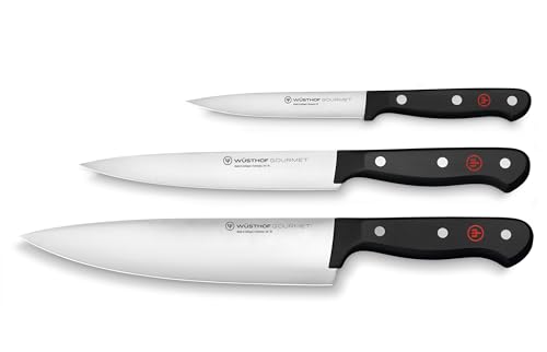 Wuesthof Gourmet 3-Piece Chefs Knife Set, Black, Silver